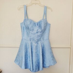 Sleeveless A-Line Cocktail‎ Corset Short Dress Light Blue Sleeveless Dress